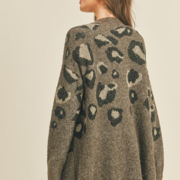 Contemporary Animal Print Sweater Cardigan - Picture 5 of 6
